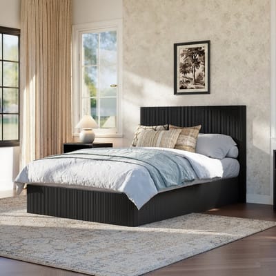 MIVRAY Bed 140x200 cm - Zonder Matras Met Liftfunctie En Grote Opbergruimte - Hydraulisch En Stabiel - MDF En Metaal - Zwart