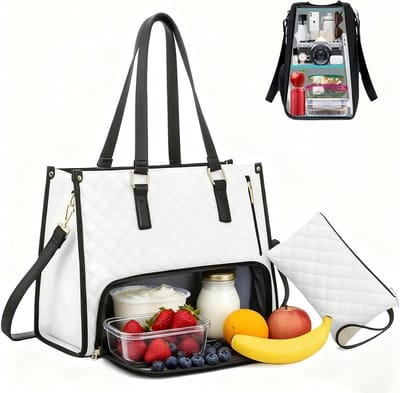 Elegante 2-in-1 Laptoptas en Geïsoleerde Lunchtas voor 15.6 Inch Laptop, Perfect voor Werk, Universiteit en Reizen met Koelcompartiment