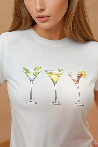 Geprinte Regular Fit Crew Neck 100% Katoenen Crop T-shirt