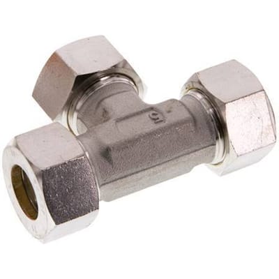 18L RVS T-stuk Knelfitting 315 Bar DIN 2353 - FL3T-O-ST-18-L