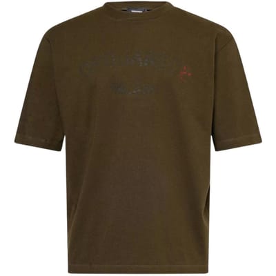 DSquared2 Heren Milano Logo Relaxed Fit T-shirt met korte mouwen (Militair Groen)
