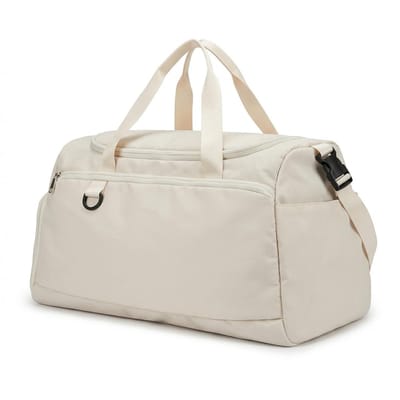Sporttas met schoenenvak en scheidingswand, 36-55 liter, sport- en reistas, voor dames en heren, schoudertas/hand, 51 x 28 x 25 cm, Beige, Modieus