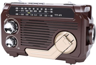 Noodradio met Bluetooth - Draagbare radio - Buitenactiviteiten - Handslinger en zonne-energie - 19.99 x 11.99 x 6.99 cm