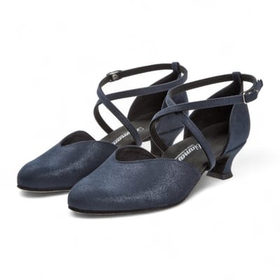 Diamant gesloten dames dansschoenen 170 - 013 - 537 - Fluweel Zilverglans - 4,2 cm Spaanse Hak - Gekruist hielbandje - Verstelbare drukknoopsluiting - Gesloten voorkant - Comfort voetbed - Stijldansen, Ballroom - Diamant - Blauw - 41