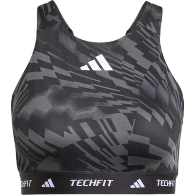 Adidas Techfit High Neck Print Sportbeha Met Medium Impact Zwart L / AB Vrouw