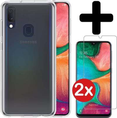 Hoesje - Met 2x Screenprotector - Geschikt voor Samsung Galaxy A20e - Sterk & Shockproof - Telefoon Hoes - Back Cover - Siliconen Case - Telefoonhoes - Transparant