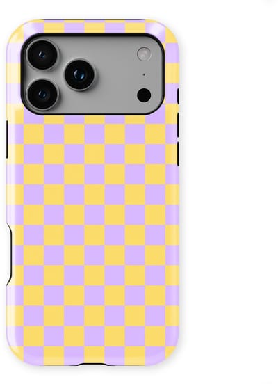 Design Hoesje geschikt voor iPhone 17 Pro | Geschikt Voor Mag | Tiny Squares Checkered Print | Backcover geschikt voor iPhone 17 Pro Lilac Lemonade