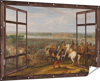 Gards Tuinposter Doorkijk Lodewijk XIV trekt bij Lobith Nederland binnen - Adam Frans van der Meulen - 180x120 cm - Tuindoek - Tuindecoratie - Wanddecoratie buiten - Tuinschilderij