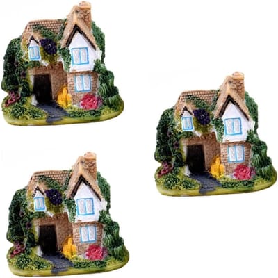Miniatuur Tuinhuisjes - Dorpshuisjes Sprookjes - Decoratief Tuinieren - Gedetailleerd Hars Design - 3 Stuks - Multicolor