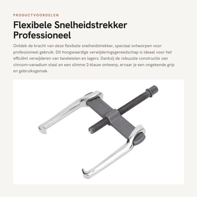 Dailygoods- Snelheidstrekker Professioneel Niveau - 2 Kaken - Tandwielverwijderingsgereedschap - Chroom-Vanadium-Staal - Flexibel - Sterk en Duurzaam - Trekker
