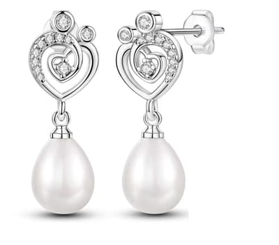 N3 Collecties 925 Sterling Zilveren Zirkonia Waterdruppel Oorbellen Dames met hartvorm