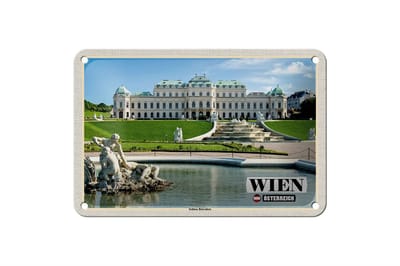 Blechschild Reise Wien Österreich Schloss Belvedere 18x12cm Schild