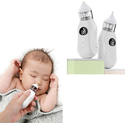 Baby Neusreiniger - Baby Neusreiniger Elektrisch - Neusdouche Elektrisch - Neusreiniger - Snoetenpoetser- Grote Batterij | neus rietjes | geschikt zijn voor de vervoerders, ergonomisch ontwerp met 2 van de nasale shit met siliconen kop - wit