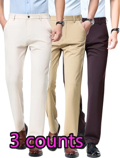 Bovista Pantalon Heren - Chino - Golfbroek - Nette Broek - Elastische Tailleband - Volwassenen - 3 Stuks - Wit/Khaki/Donkerrood - XXS