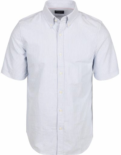 Steppin' Out Short Sleeve Overhemd Oxford Yale Streep Lichtblauw - Maat S - Heren