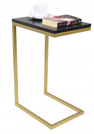 FutuStal - Serie SPM - Bijzettafel - Zwart MiniPearl - Gouden Standaard