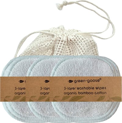 green-goose Herbruikbare Wattenschijfjes - 15 Stuks - Medium - In geschenkverpakking - 3-laags - bamboe biokatoen - gecertificeerd