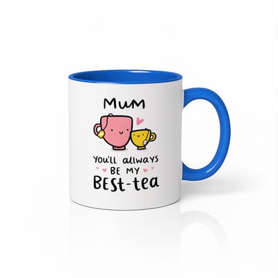 Wit & Blauwe “Mum Best-Tea” Mok 330 ml – Schattige Theeliefhebber Koffiemok – Lief Cadeau voor Mama
