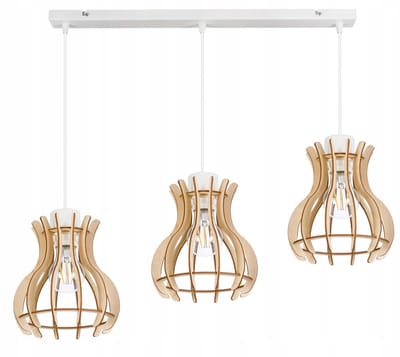 Loft Hanglamp Hout 3x E27 - Stijlvolle Verlichting