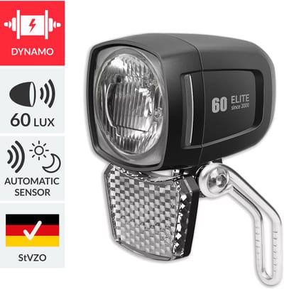 Lynx Elite Koplamp Dynamo Sensor 60 Lux Zwart