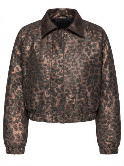 OMBRE Jas - Lange Mouw - Rits - Dierenprint Koffie M