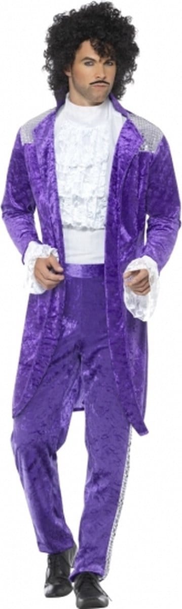 Carnaval verkleed Purple popster kostuum voor heren - Paars - 2 delig - Prince Charming - Muzikant - Celeberty 52/54
