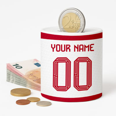 Spaarpot Munchen Voetbal - Spaarpot met naam gepersonaliseerd - Voetbal Cadeau - Geschenk - Voetbal shirt op spaarpot - Spaarpotten voor volwassenen of kind - jongen of meisje