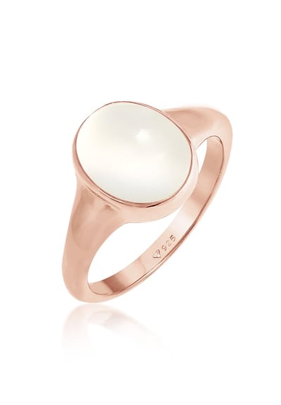 Elli - Ring - Dames Zegel met Maansteen in 925 Sterling Zilver Verguld - Dames