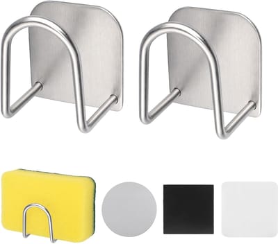 Magnetische Sponshouder - Gootsteen Organizer - Aanrecht Opruimen - Roestvrij Staal - 2 stuks - Zwart