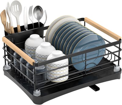 Afdruiprek - Droogrek - Keuken organiseren - Roestvrij staal - Grote capaciteit - Zwart