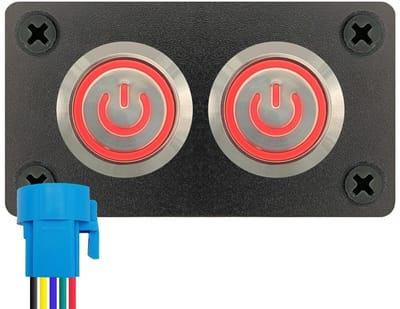 ProRide Metalen drukschakelaar 220V ON-OFF - Inbouwpaneel tweevoudig - 22mm - IP67 - LED indicatie Rood