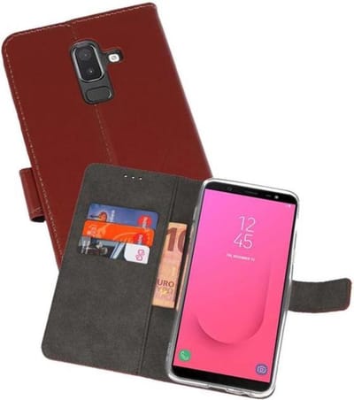 Booktype Telefoonhoesjes - Bookcase Hoesje - Wallet Case - Geschikt voor Samsung Galaxy J8 - Bruin