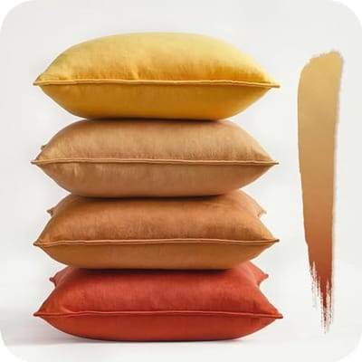 SnelShoppen - Set van 4 Decoratieve Kussenhoezen 50 x 50 cm voor Tuinstoelen - Zachte Velours Kussens - Gradient Design in Ochre Geel - Perfect voor W