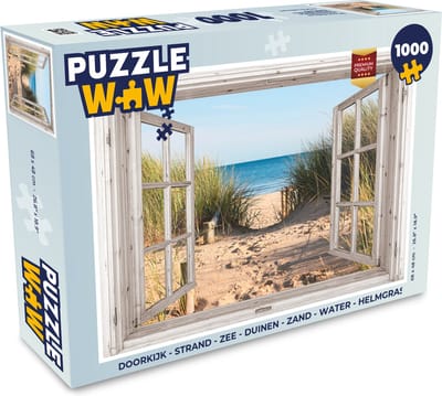 Puzzel Doorkijk - Strand - Zee - Duinen - Zand - Water - Helmgras - Legpuzzel - Puzzel 1000 stukjes volwassenen