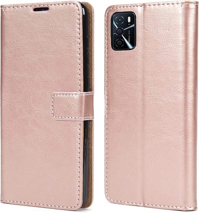 LuxeBass Hoesje geschikt voor Oppo A16 - Boekhoesje - RoseGoud - Portemonneehoesje gsm hoesje - telefoonhoes - telefoonhoesjes