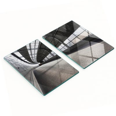 Decoratieve snijplanken van gehard glas met het thema 'Weg in de tunnel', 2x40x52 cm
