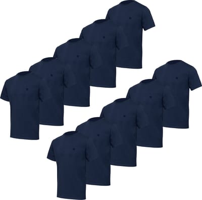BOXR Underwear - T Shirt Heren - Regular Fit - Bamboe & Biologisch Katoen - 10-Pack Marine-Blauw - Ronde Hals - Zijdezacht & Ademend