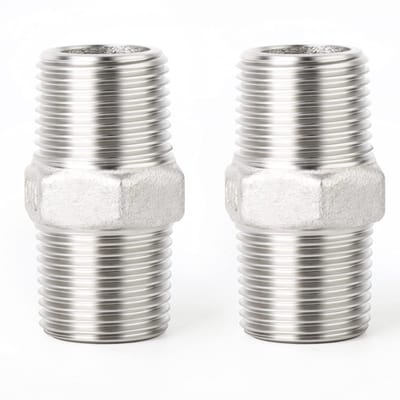 Dailygoods - 3/4 inch - Roestvrijstalen zeskantnippel - Rechte connectoradapter - Zilver - BSP-schroefdraad - Duurzaam en corrosiebestendig - Geschikt...
