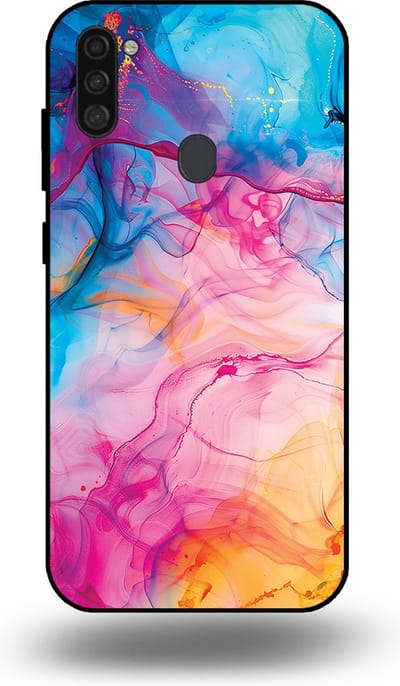 Smartphonica Telefoonhoesje Geschikt voor Samsung Galaxy A11 met Regenboog Acryl Marmer Opdruk - TPU Backcover Case Rainbow Acrylic Marble Design geschikt voor Samsung Galaxy A11