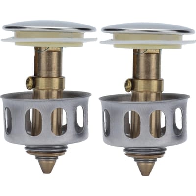 2 Pièces Push Bounce Core Bouchon d'Évier Universel à Poussoir Filtre de Drain Pop-Up pour Salle de Bain gray