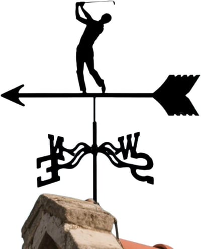 Windvaan Dak - Windmolen Tuin - Windrichting Meten - Golf Design - 33x56cm - Zwart
