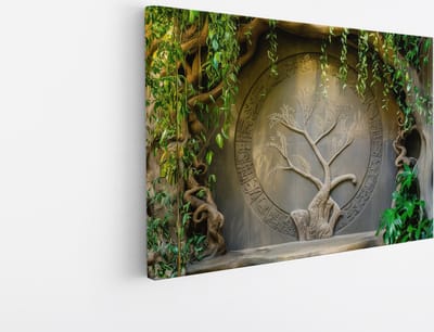 Saammp Canvas Schilderij - Poort in natuur - Landschap - Botanisch - 30x20 - Foto op canvas - Wanddecoratie - Muurdecoratie Woonkamer - Slaapkamer decoratie - Canvas Print