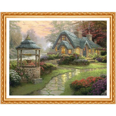 Borduren Droomhuis Diy Diamant Schilderij Ronde Boor Geplakt Volledige Kruissteek Ambachten Handwerk 20X30CM beige