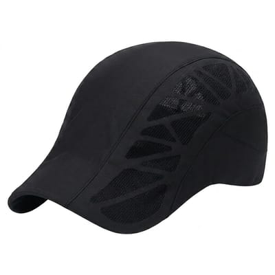 Zwarte fietspet unisex ademende mesh sport pet sneldrogend lichtgewicht wielren pet met drukknoopsluiting zweetabsorberende hardloop pet geschikt voor fietsen hardlopen fitness vissen outdoor lente zomer