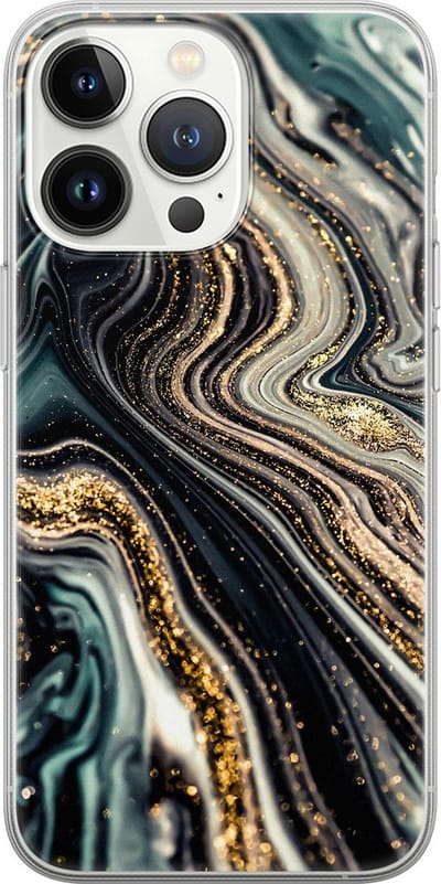 Leuke Telefoonhoesjes - Hoesje geschikt voor iPhone 13 Pro - Marmer swirl - Soft case - TPU - Marmer - Blauw