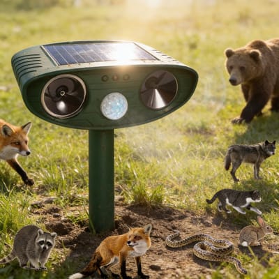 Ultrasone Dierenverjager Effectieve Ongediertebestrijding en Tuinbescherming - Kattenverjager Ultrasone verjager met Bewegingssensor tegen Katten Muizen en Steenmarter | Geschikt als Marterverjager auto en voor in de tuin