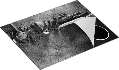 Chefcare Inductie Beschermer Kruiden met Groentes op Grijs Beton - Zwart Wit - 65x50 cm - Afdekplaat Inductie - Kookplaat Beschermer - Inductie Mat