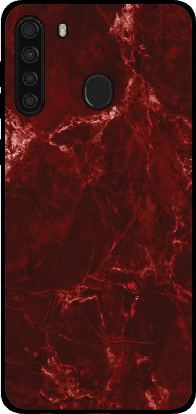Smartphonica Telefoonhoesje voor Samsung Galaxy A21 met marmer opdruk - TPU backcover case marble design - Rood geschikt voor Samsung Galaxy A21