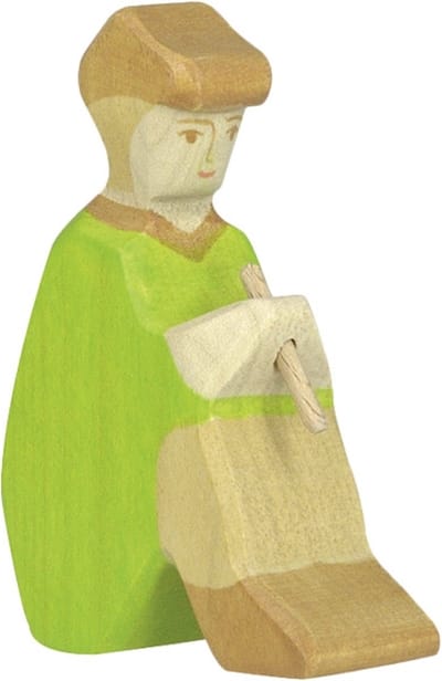 HOLZTIGER Kerstmis - Herder Met Fluit Zittend - 7X2X9Cm - Houten Figuur - Handgemaakt