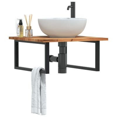 vidaXL - Badkamer - wandschap - staal - en - massief - acaciahout